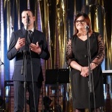 Starosta Szamotulski Beata Hanyżak i dyrektor SZOKu Piotr Michalak witają gości na koncercie 