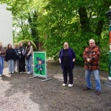 Patrycja Longawa, Dyrektor Muzeum - Zamek Górków Michał Kruszona oraz Damian Kłaczkiewicz podczas otwarcia wernisażu